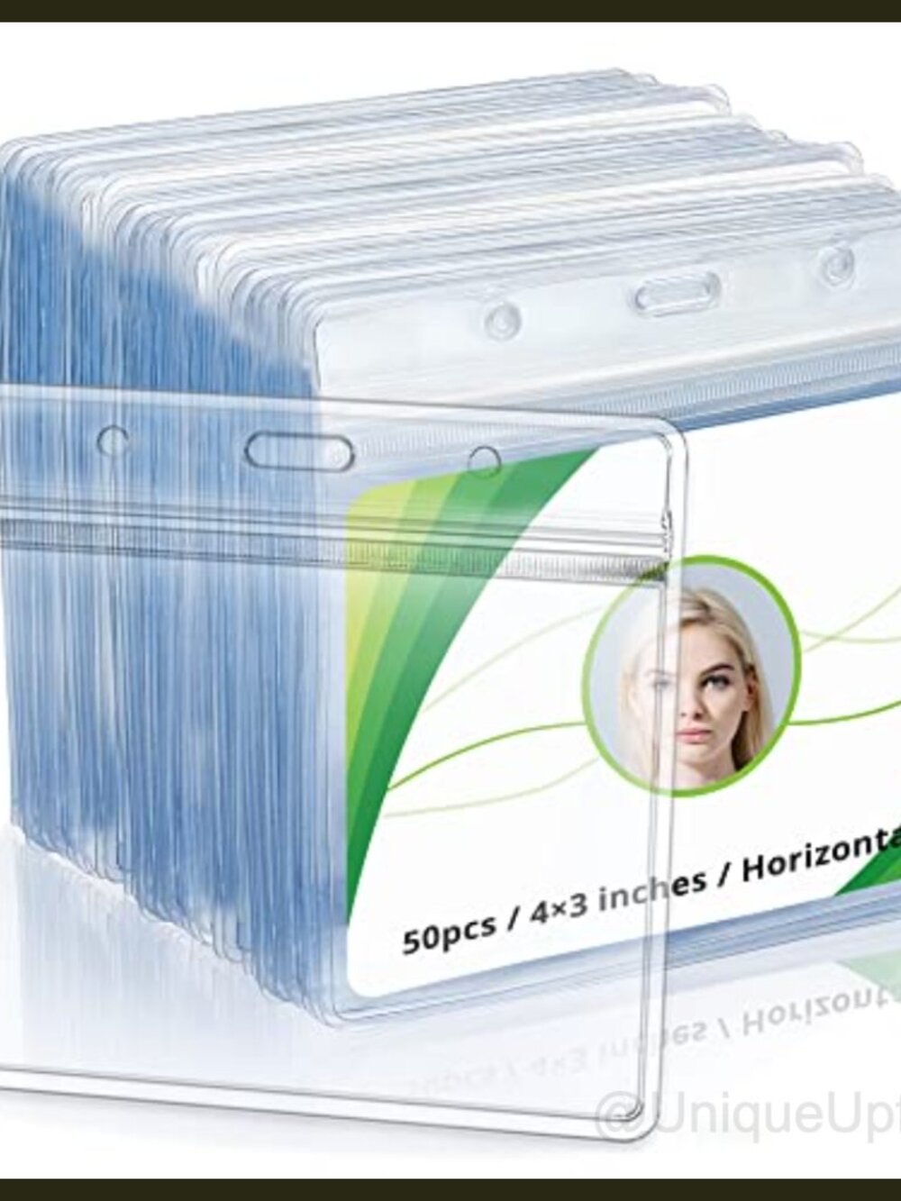 Clear Horizontal Badge Holder 4x3 Waterproof Resealable Zip ID Card Protector